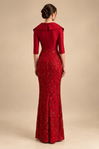 Sheath/Column Asymmetric Neck Satin Maxi Mother of the Bride & Groom Dresses with Side Sash, Slit & Ruched Waist (SHI22501643)