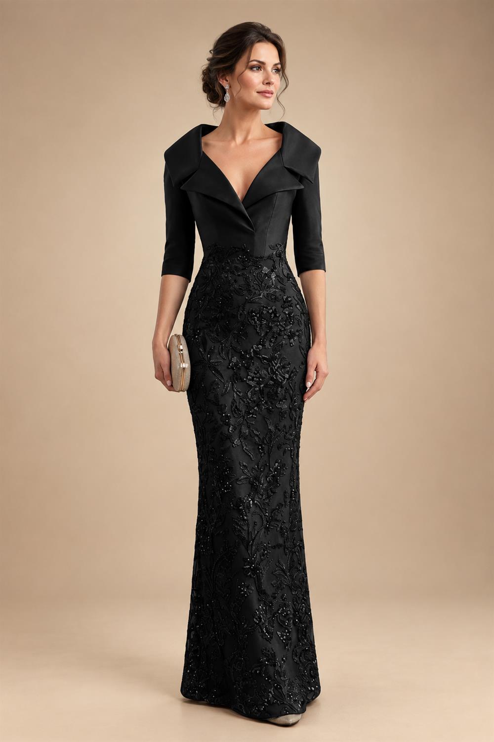 Sequin Floral Sheath Floor-Length Mother of the Bride & Groom Dresses with Satin Bodice (SHI22500925)