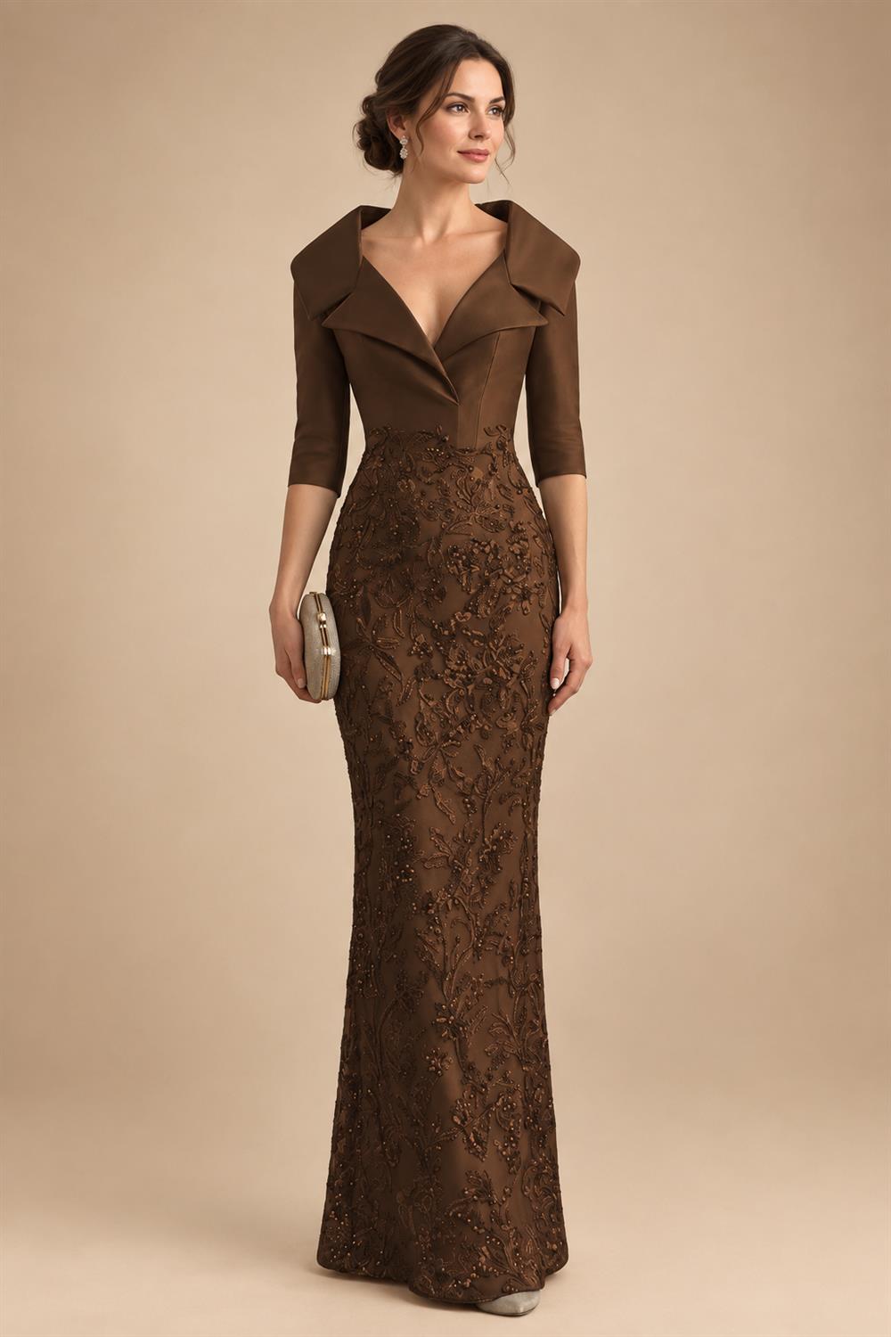 Sequin Floral Sheath Floor-Length Mother of the Bride & Groom Dresses with Satin Bodice (SHI22500925)