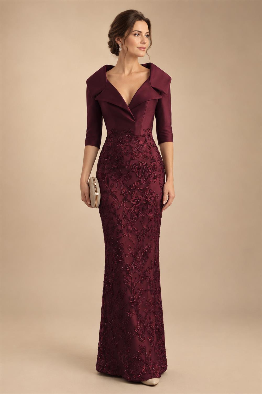 Sequin Floral Sheath Floor-Length Mother of the Bride & Groom Dresses with Satin Bodice (SHI22500925)