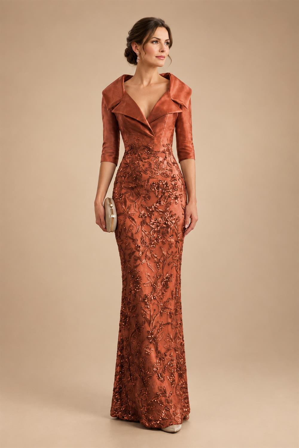 Sequin Floral Sheath Floor-Length Mother of the Bride & Groom Dresses with Satin Bodice (SHI22500925)