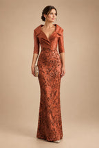 Sequin Floral Sheath Floor-Length Mother of the Bride & Groom Dresses with Satin Bodice (SHI22500925)