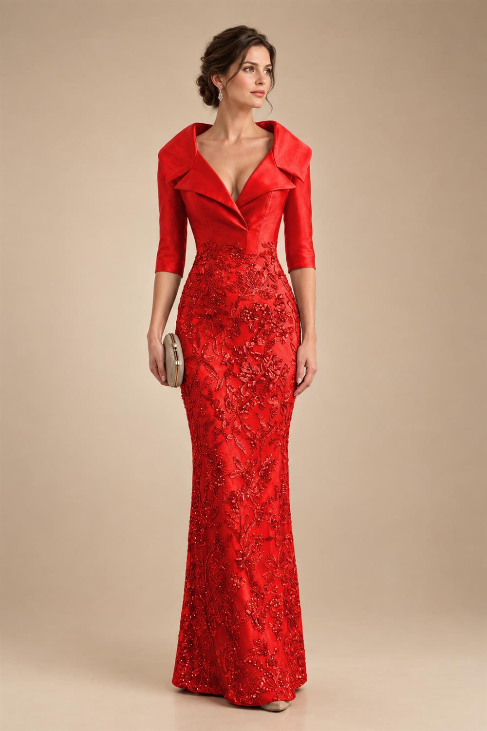 Sequin Floral Sheath Floor-Length Mother of the Bride & Groom Dresses with Satin Bodice (SHI22500925)