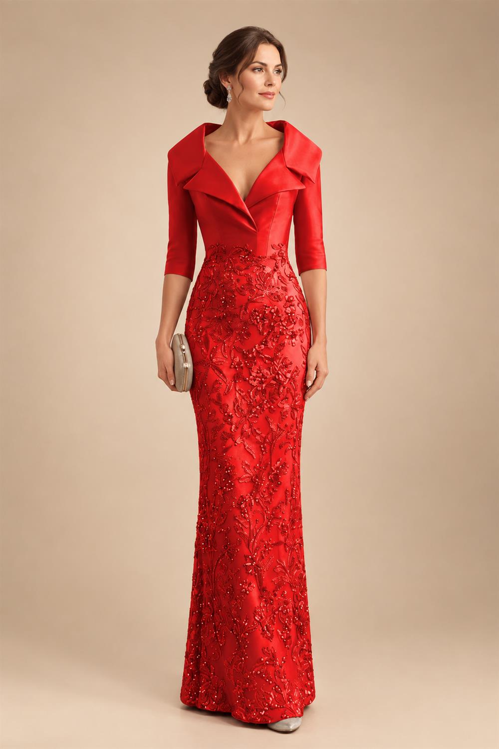 Sequin Floral Sheath Floor-Length Mother of the Bride & Groom Dresses with Satin Bodice (SHI22500925)