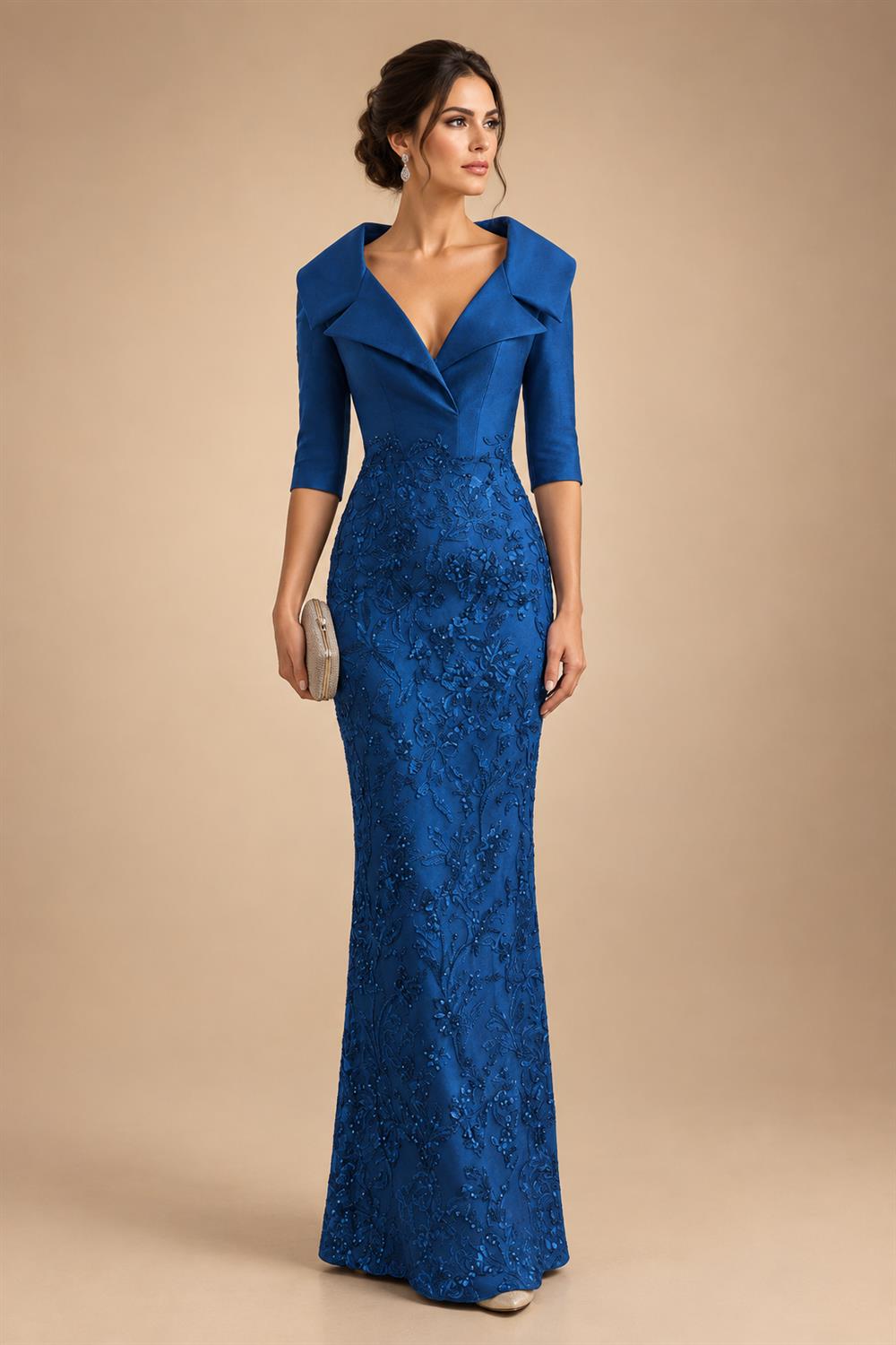 Sequin Floral Sheath Floor-Length Mother of the Bride & Groom Dresses with Satin Bodice (SHI22500925)