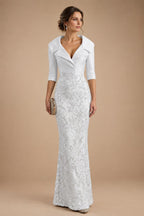 Sequin Floral Sheath Floor-Length Mother of the Bride & Groom Dresses with Satin Bodice (SHI22500925)