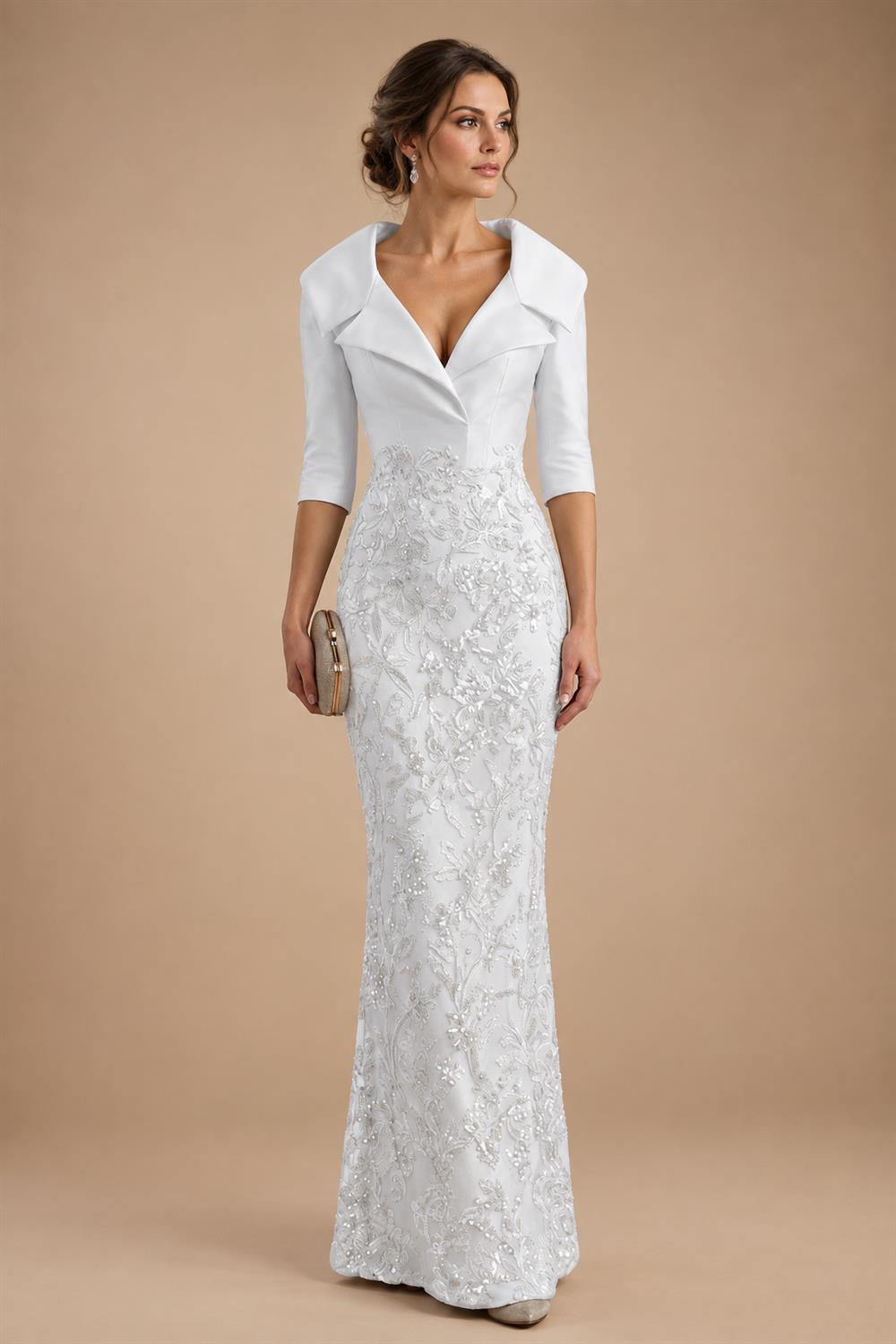 Sequin Floral Sheath Floor-Length Mother of the Bride & Groom Dresses with Satin Bodice (SHI22500925)