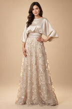 Chiffon A-Line/Princess Scoop Neck Floor-Length Mother of the Bride & Groom Dresses with Ruched Waist (SHI22501277)