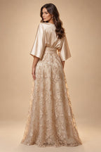 Satin A Line Round Neck Ruched Pleats Mother of the Bride & Groom Dresses (SHI22500952)