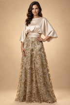Satin A Line Round Neck Ruched Pleats Mother of the Bride & Groom Dresses (SHI22500952)