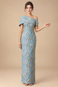 Jacquard Sheath Off the Shoulder Ruched Corset Mother of the Bride & Groom Dresses (SHI22500958)