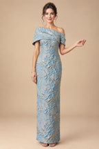Jacquard Sheath Off the Shoulder Ruched Corset Mother of the Bride & Groom Dresses (SHI22500958)