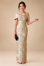 Jacquard Sheath Off the Shoulder Ruched Corset Mother of the Bride & Groom Dresses (SHI22500958)