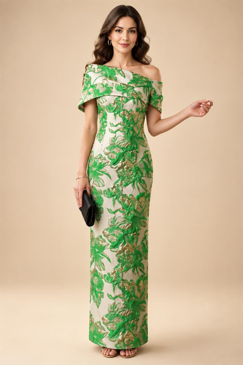 Jacquard Sheath Off the Shoulder Ruched Corset Mother of the Bride & Groom Dresses (SHI22500958)