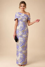Jacquard Sheath Off the Shoulder Ruched Corset Mother of the Bride & Groom Dresses (SHI22500958)
