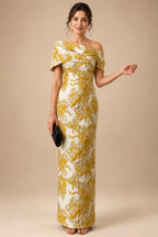 Jacquard Sheath Off the Shoulder Ruched Corset Mother of the Bride & Groom Dresses (SHI22500958)