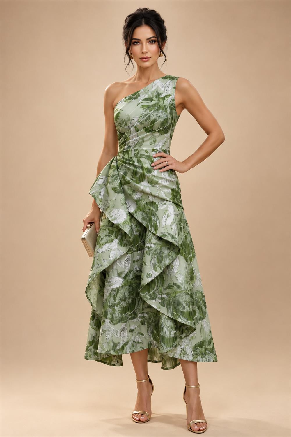 Jacquard A Line V Neck Ruffles Corset Mother of the Bride & Groom Dresses (SHI22500967)