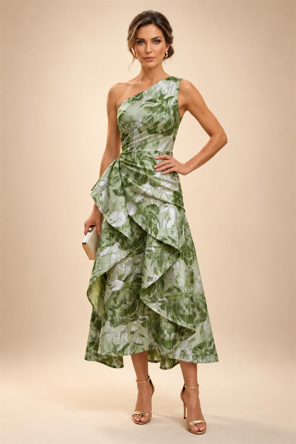 Jacquard A Line V Neck Ruffles Corset Mother of the Bride & Groom Dresses (SHI22500967)