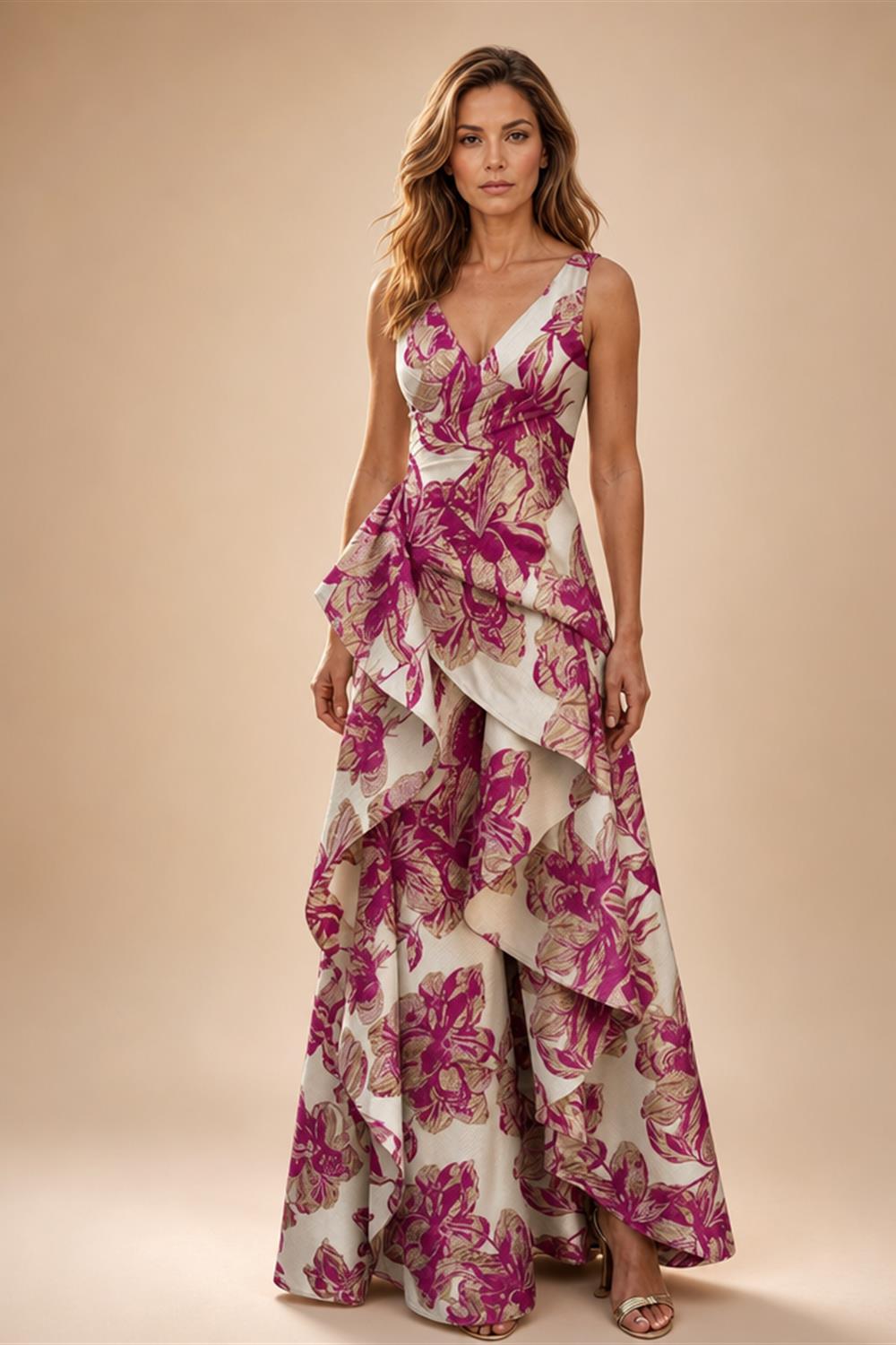 Jacquard A Line V Neck Ruffles Corset Mother of the Bride & Groom Dresses (SHI22500967)