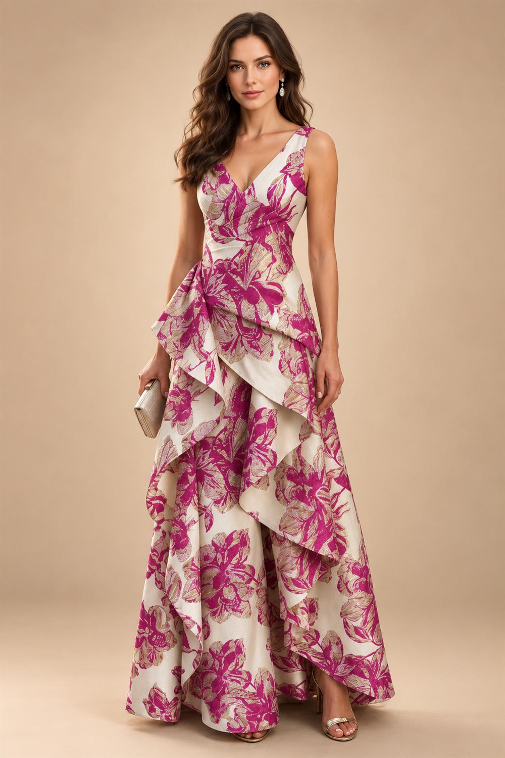 Jacquard A Line V Neck Ruffles Corset Mother of the Bride & Groom Dresses (SHI22500967)