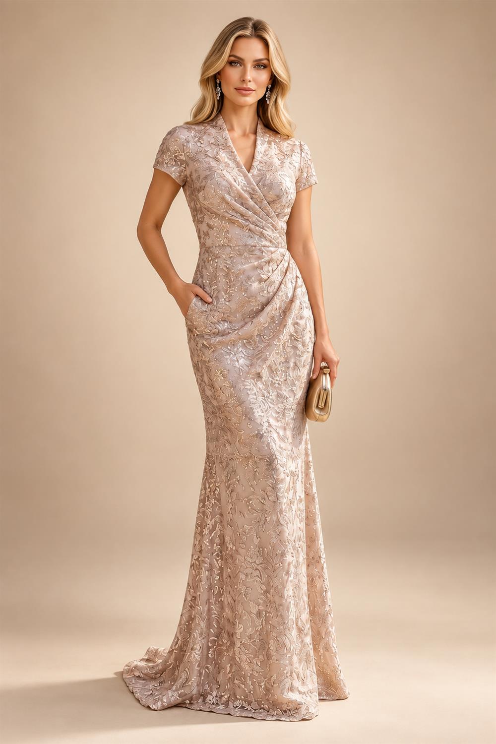 Satin A Line Round Neck Ruched Pleats Mother of the Bride & Groom Dresses (SHI22500952)