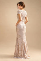 Satin V Neck Floral Print A Line Mother of the Bride Dresses (SHIR1110445)