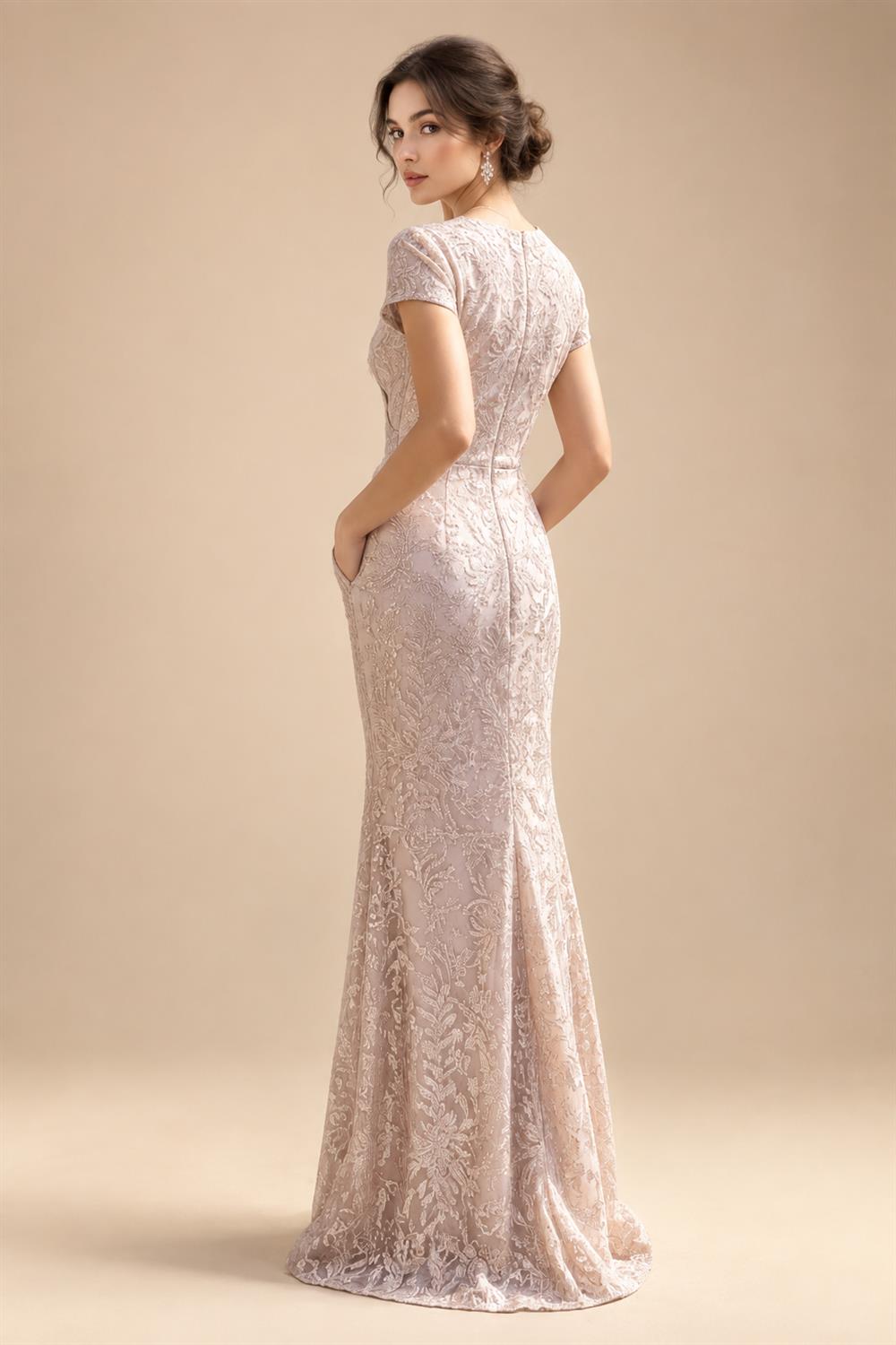 Sequin Floral Sheath/Column V-Neck Floor-Length Mother of the Bride & Groom Dresses with Ruched Waist (SHI22500972)