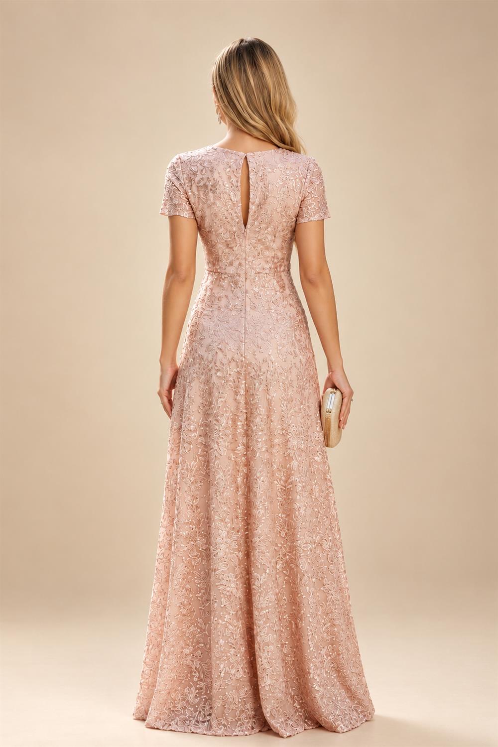 Sequin Floral A-Line/Princess V-Neck Floor-Length Mother of the Bride & Groom Dresses with 3D Flowers & Pleats (SHI22501348)