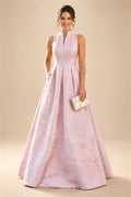 Jacquard A-Line/Princess V-Neck Floor-Length Mother of the Bride & Groom Dresses with Ruched Waist & Pockets (SHI22500984)