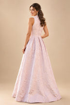 Jacquard A-Line/Princess V-Neck Floor-Length Mother of the Bride & Groom Dresses with Ruched Waist & Pockets (SHI22501298)