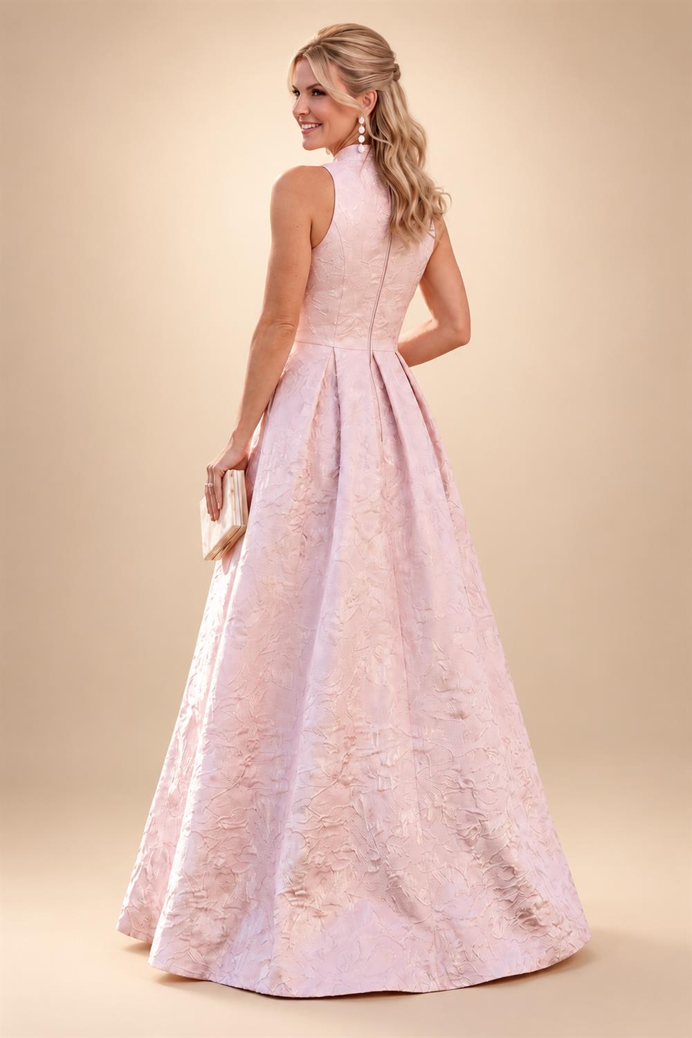 Jacquard A-Line/Princess V-Neck Floor-Length Mother of the Bride & Groom Dresses with Ruched Waist & Pockets (SHI22501298)