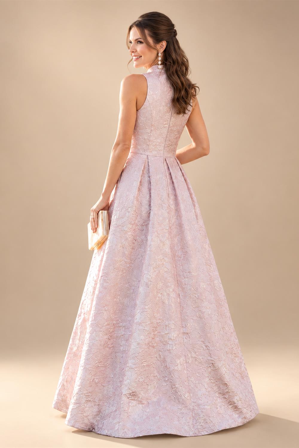 A-Line/Princess Halter Lace Appliques Tea-Length Mother of the Bride & Groom Dresses with 3D Flowers & Ruched Waist (SHI23001321)