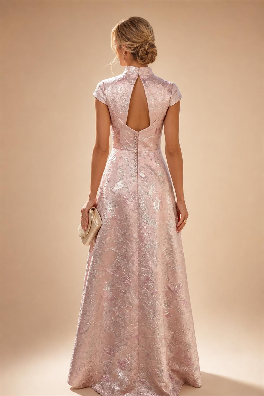 A-Line/Princess V-Neck Floral Embroidery Floor-Length Mother of the Bride & Groom Dresses with Ruched Satin Bodice (SHI22501691)