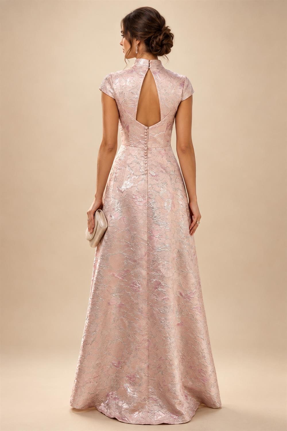 Jacquard A-Line/Princess V-Neck Floor-Length Mother of the Bride & Groom Dresses with Pockets (SHI22500987)