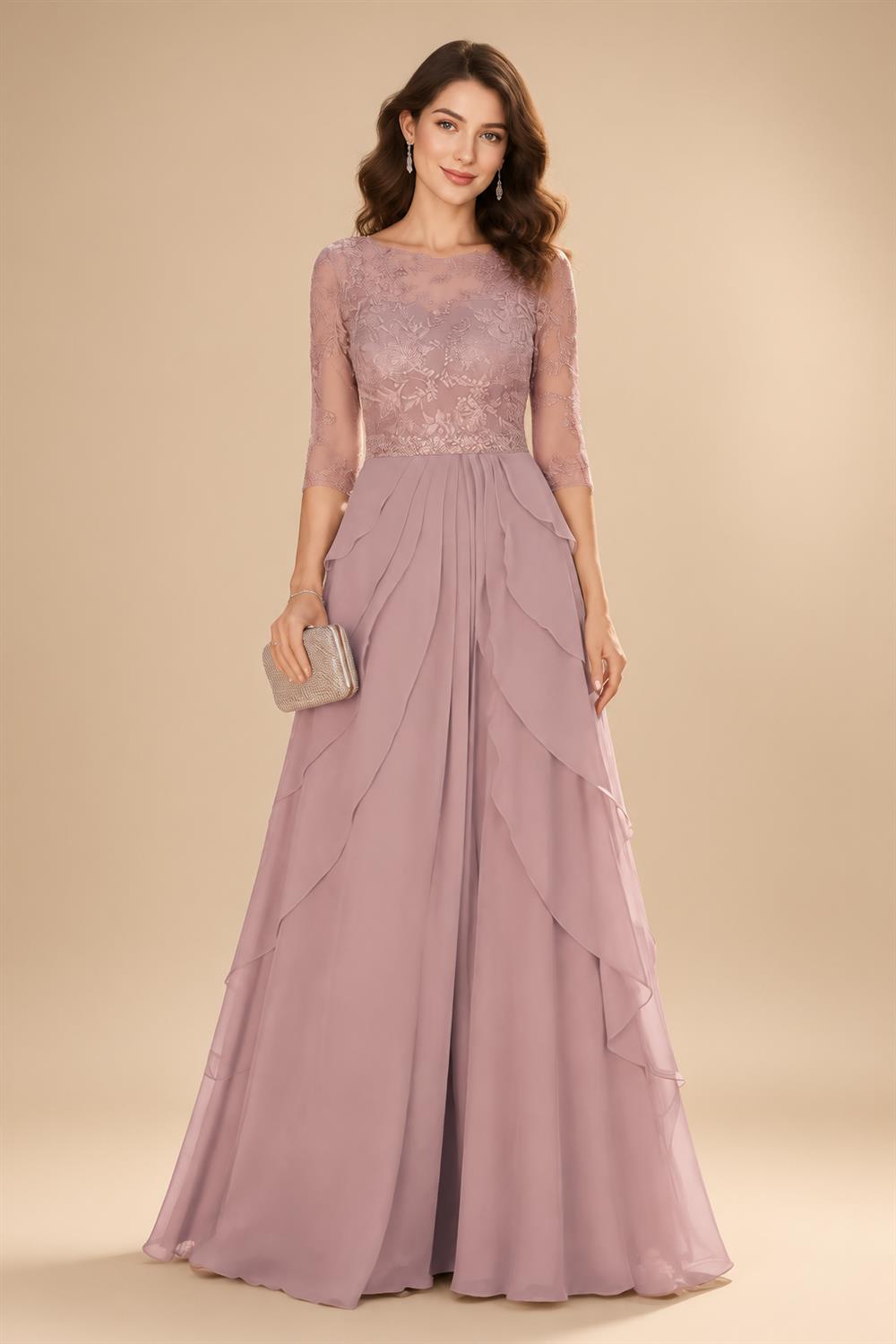 Jacquard A-Line/Princess V-Neck Floor-Length Mother of the Bride & Groom Dresses with Ruched Waist (SHI22501061)