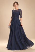 Chiffon Sheath/Column V-Neck Floor-Length Mother of the Bride & Groom Dresses with Lace Embroidery Bodice & Ruched Waist (SHI22501510)