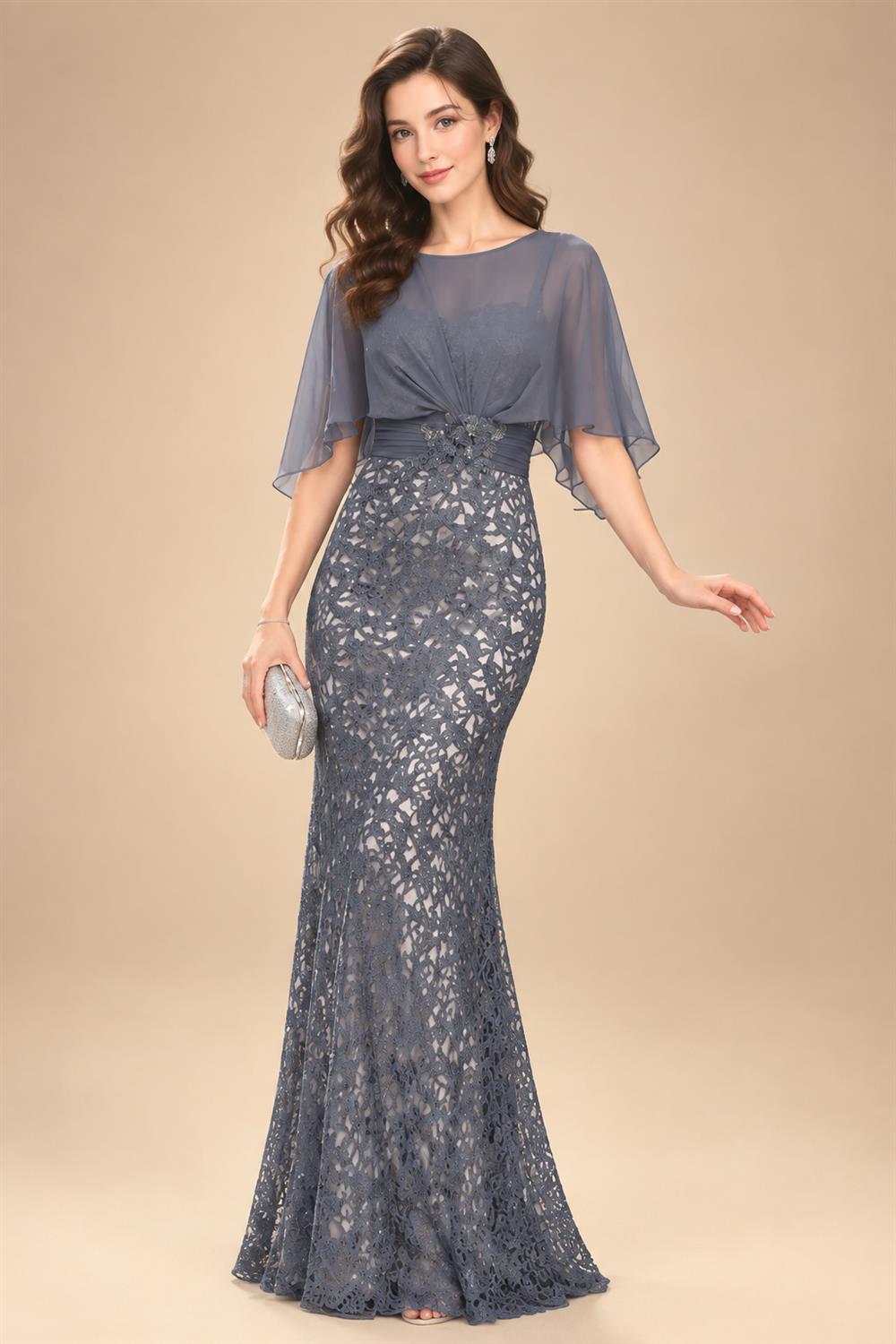 Lace Appliques Sheath/Column Scoop Neck Floor-Length Mother of the Bride & Groom Dresses for Women (SHI22501013)