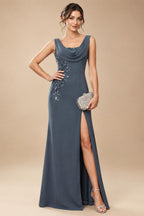 Lace Sheath/Column One Shoulder Floor-Length Mother of the Bride & Groom Dresses with Ruched Waist (SHI22500892)