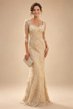 Lace Appliques Sheath/Column Scoop Neck Floor-Length Mother of the Bride & Groom Dresses for Women (SHI22501013)