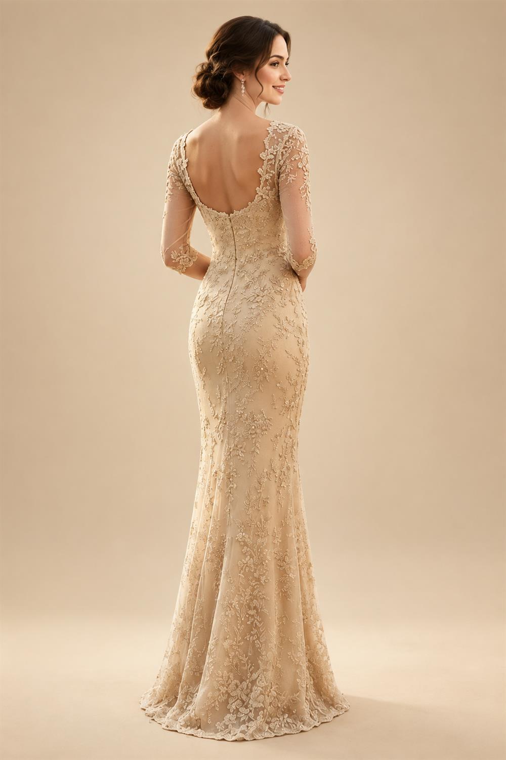 Lace Appliques Sheath/Column Scoop Neck Floor-Length Mother of the Bride & Groom Dresses for Women (SHI22501013)