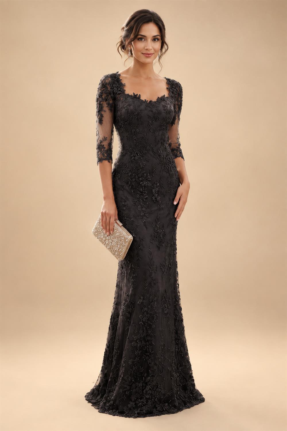 Lace Appliques Sheath/Column Scoop Neck Floor-Length Mother of the Bride & Groom Dresses for Women (SHI22501013)