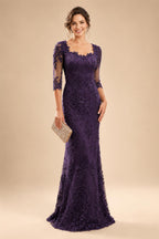 Lace Appliques Sheath/Column Scoop Neck Floor-Length Mother of the Bride & Groom Dresses for Women (SHI22501013)