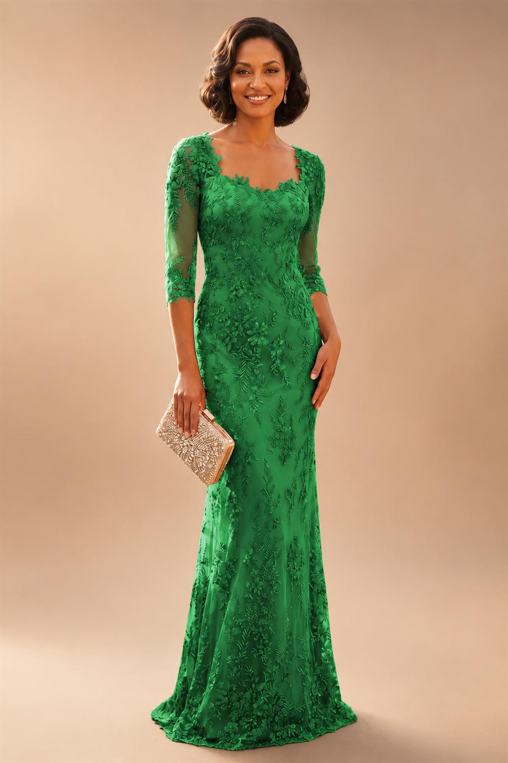 Lace Appliques Sheath/Column Scoop Neck Floor-Length Mother of the Bride & Groom Dresses for Women (SHI22501013)