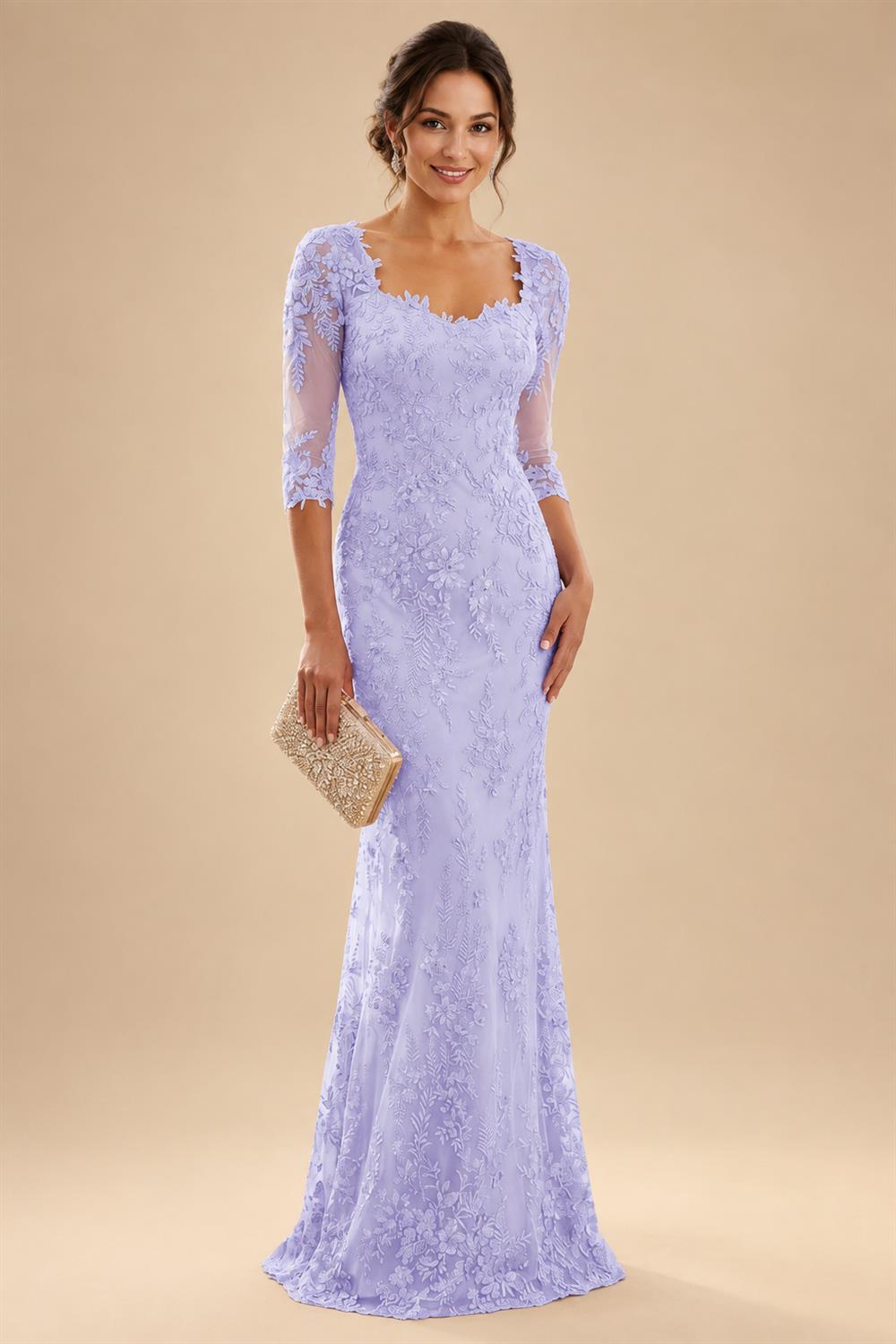 Lace Appliques Sheath/Column Scoop Neck Floor-Length Mother of the Bride & Groom Dresses for Women (SHI22501013)