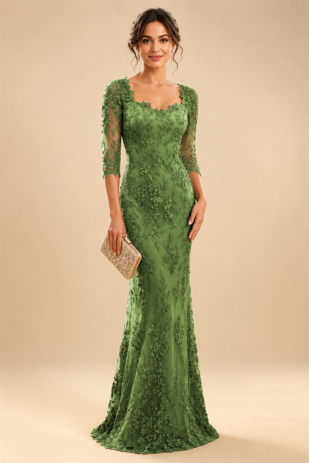 Lace Appliques Sheath/Column Scoop Neck Floor-Length Mother of the Bride & Groom Dresses for Women (SHI22501013)