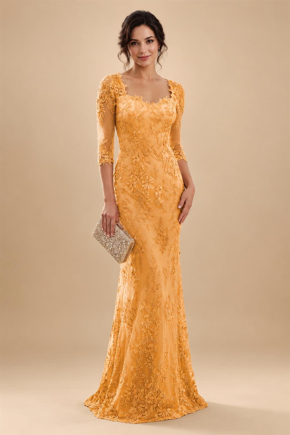 Lace Appliques Sheath/Column Scoop Neck Floor-Length Mother of the Bride & Groom Dresses for Women (SHI22501013)
