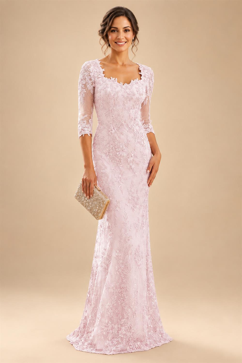 Lace Appliques Sheath/Column Scoop Neck Floor-Length Mother of the Bride & Groom Dresses for Women (SHI22501013)