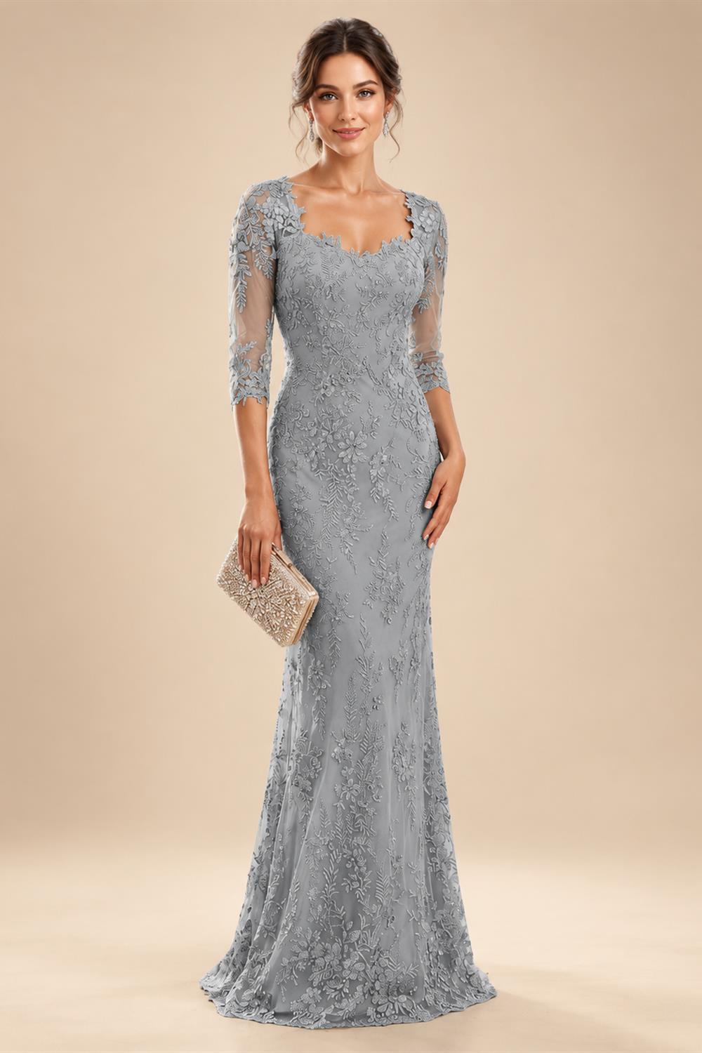 Lace Appliques Sheath/Column Scoop Neck Floor-Length Mother of the Bride & Groom Dresses for Women (SHI22501013)