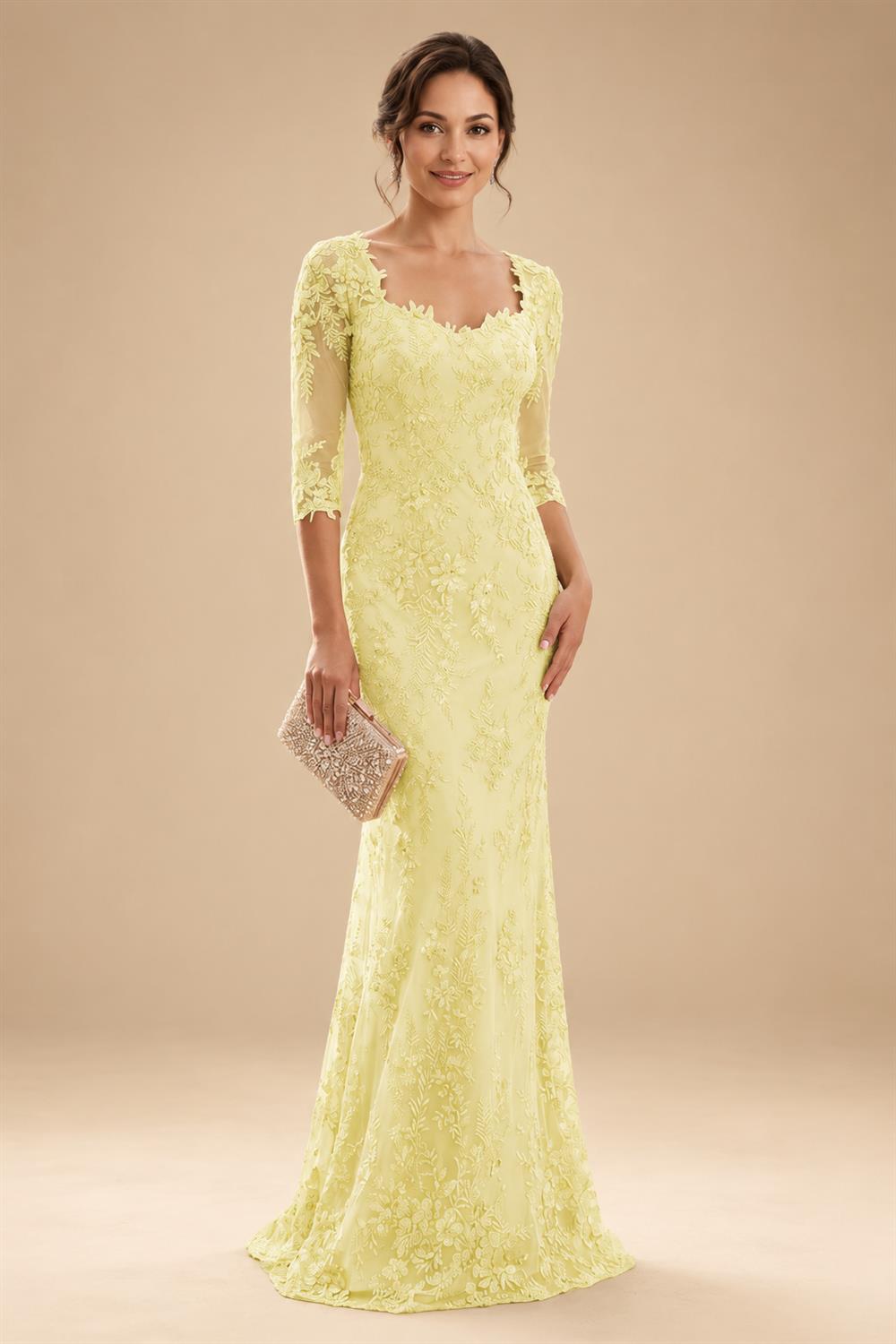 Lace Appliques Sheath/Column Scoop Neck Floor-Length Mother of the Bride & Groom Dresses for Women (SHI22501013)