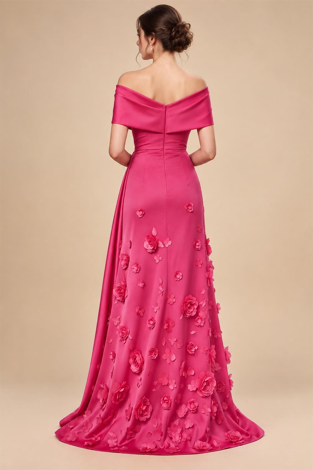Tulle A-Line/Princess V-Neck Floor-Length Mother of the Bride & Groom Dresses with 3D Flowers (SHI22501351)